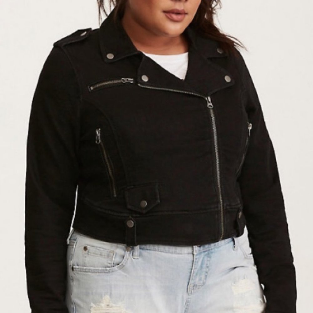 Torrid Black Denim Moto Jacket